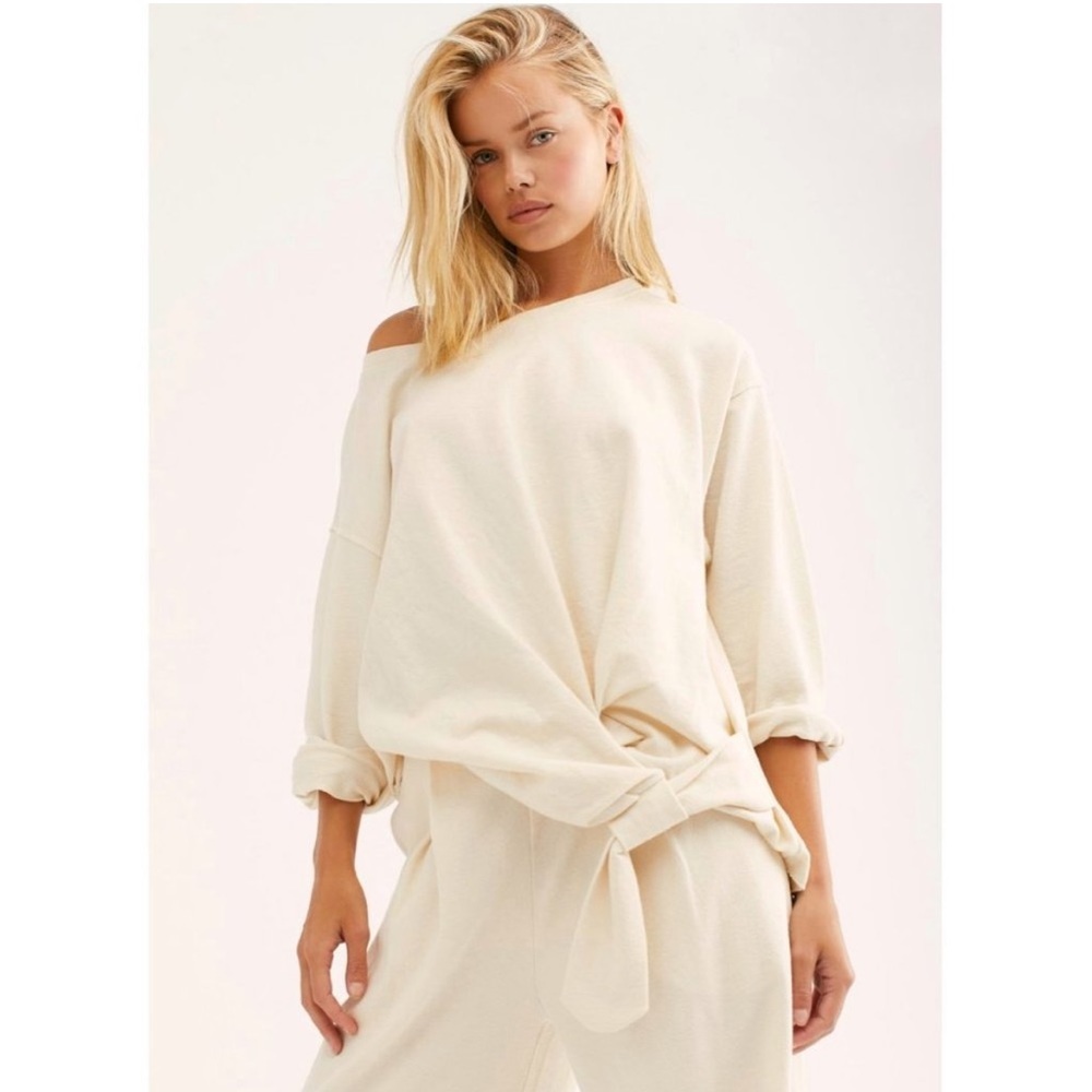 FP Free People Lax tie waist oversize sweatshirt terry